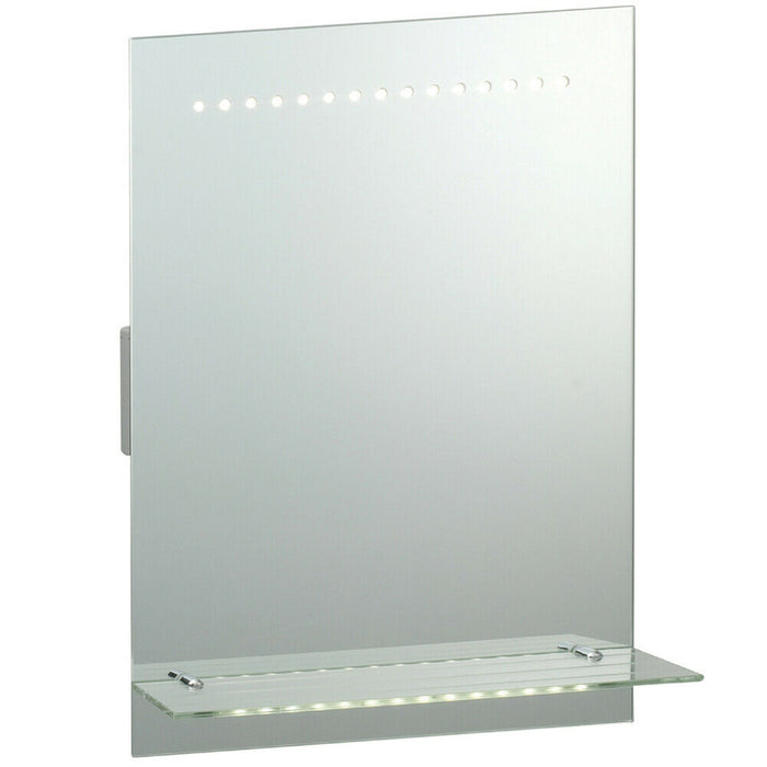 2 PACK IP44 LED Bathroom Mirror 50cm x 39cm Vanity Light Shelf & Shaver Socket Loops