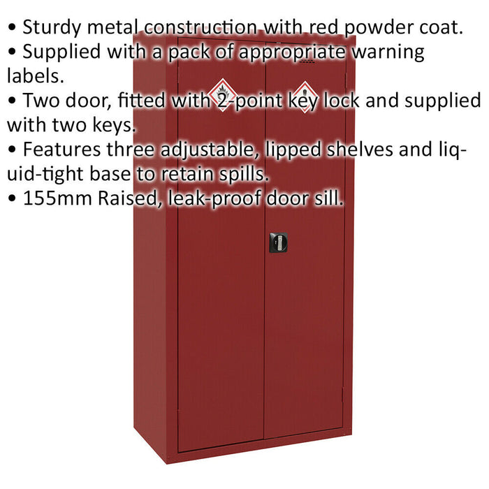 Agrochemical Substance Cabinet - 900 x 460 x 1800mm - 2 Door - 2-Point Key Lock Loops