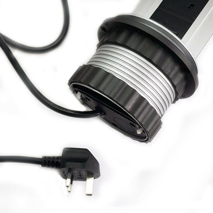 Bluetooth Pop Up Extension Tower USB Ports & Speaker Steel Hidden Gang Socket Loops