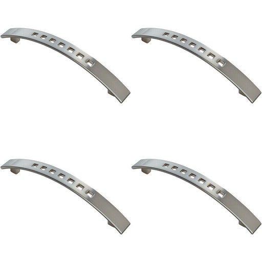 4x Curved Bow Cabinet Pull Handle 162 x 16mm 128mm Fixing Centres Satin Nickel Loops