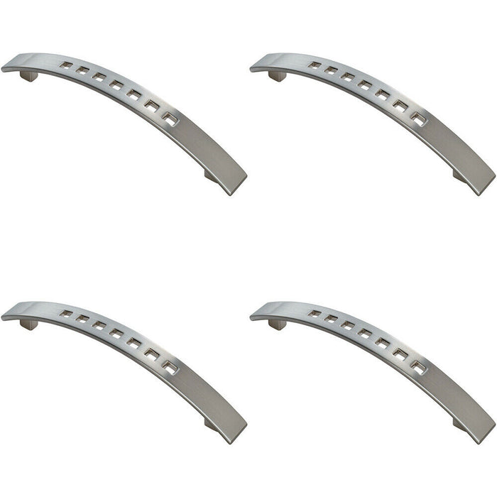 4x Curved Bow Cabinet Pull Handle 162 x 16mm 128mm Fixing Centres Satin Nickel Loops