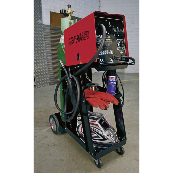 Universal Trolley for Portable MIG Welders - Carries Welder & Gas Bottle Loops