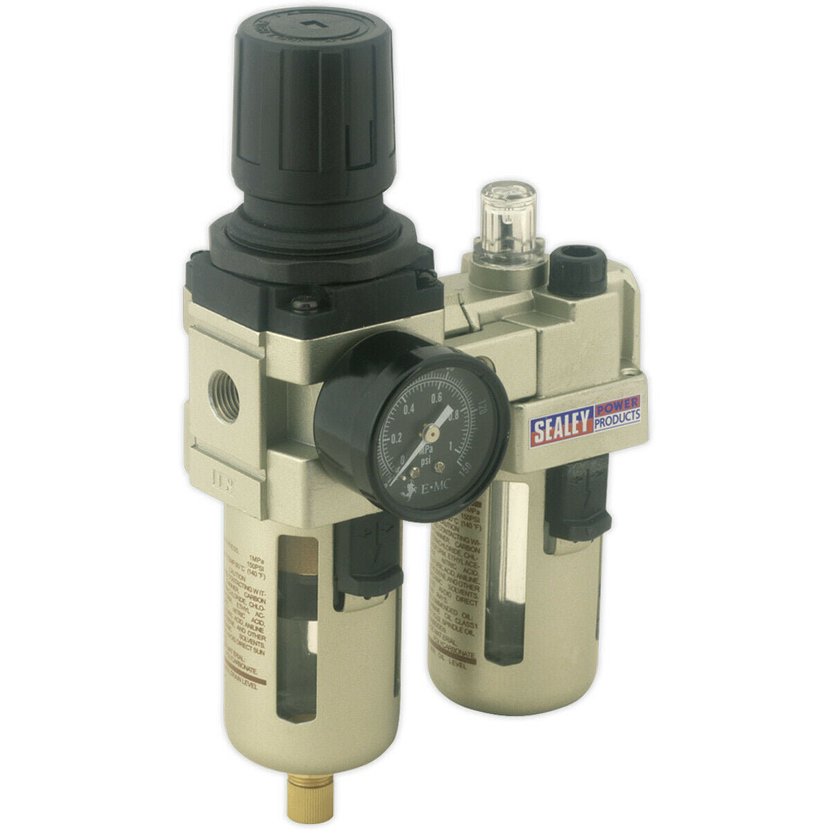 Air Supply Filter Regulator & Lubricator - 1/4" BSP Inlet - 60cfm Max Airflow Loops