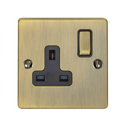 1 Gang Single UK Plug Socket ANTIQUE BRASS 13A Switched Mains Wall Power Outlet Loops