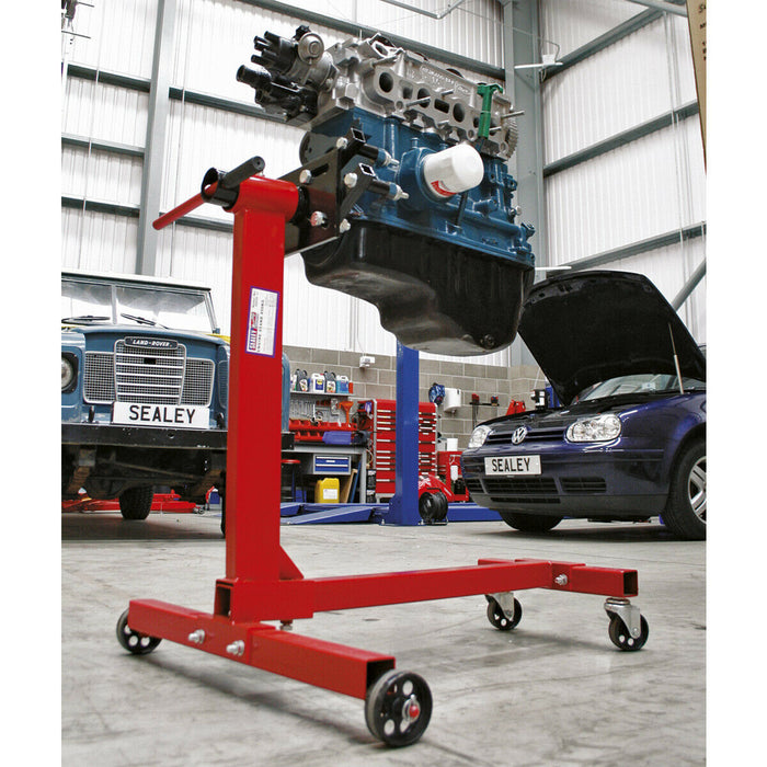 450kg Rotating Engine Stand - Fully Adjustable Mounting Arms - Swivel Castors Loops