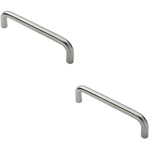 2x Round D Bar Pull Handle 244 19mm 225mm Fixing Centres Satin Steel Loops