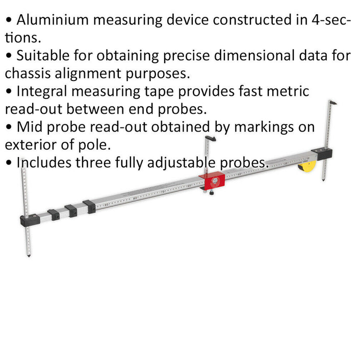 3 Metre Aluminium Telescopic Trammel Gauge - 4 Section - Integral Measuring Tape Loops