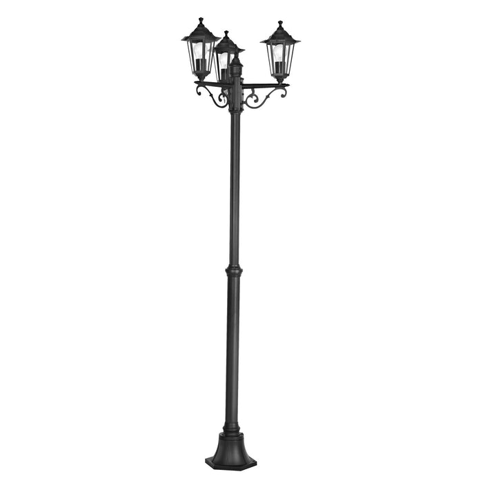 IP44 Outdoor Bollard Light Black Cast Aluminium 3 Arm 60W E27 Tall Lamp Post Loops