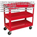 3 Level Workshop Trolley - 50kg Per Shelf - 840 x 405 x 810mm - Large Castors Loops
