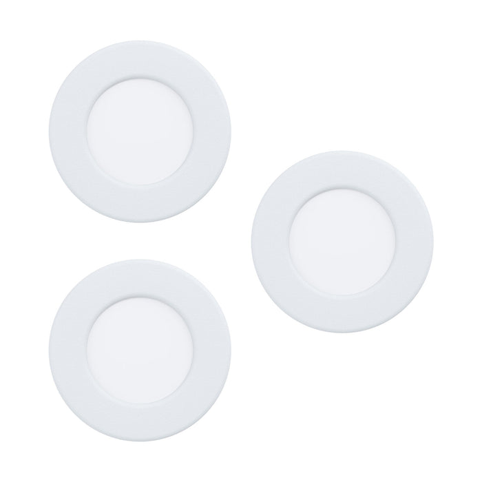 3 PACK Flush Ceiling Downlight White Steel 2.7W Built in LED 85mm 3000K Loops