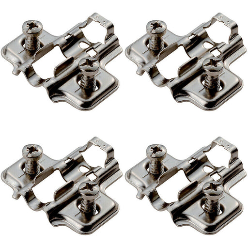 4x 2mm Mounting Plate for Soft Close Hinges with Euro Screw Bright Zinc Plated Loops