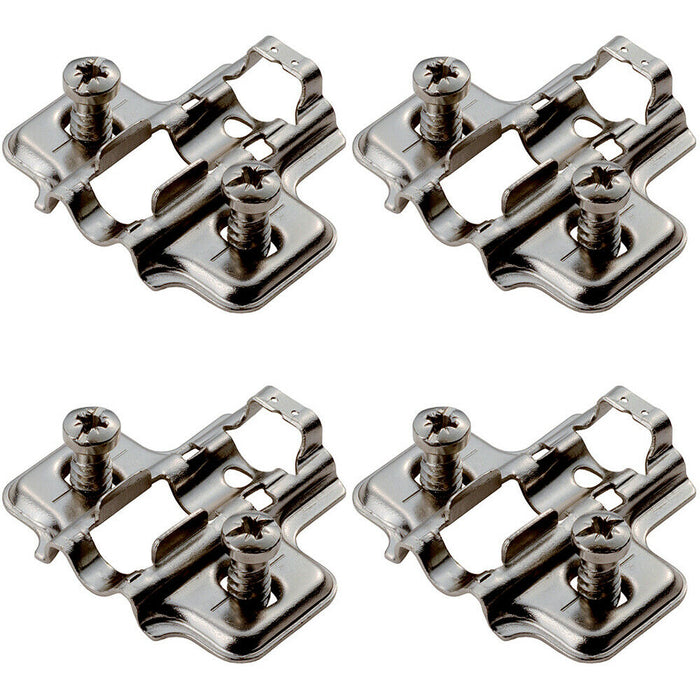 4x 2mm Mounting Plate for Soft Close Hinges with Euro Screw Bright Zinc Plated Loops
