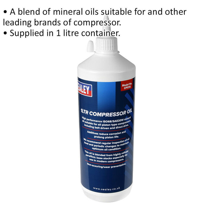 1L High Performance Air Compressor Oil - Mineral Oils - Corrosion Reducing Loops