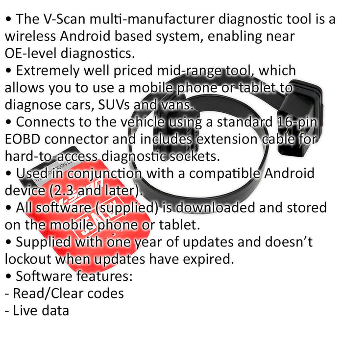 Multi Manufacturer Diagnostic Tool - Wireless Android System - EOBD Connector Loops