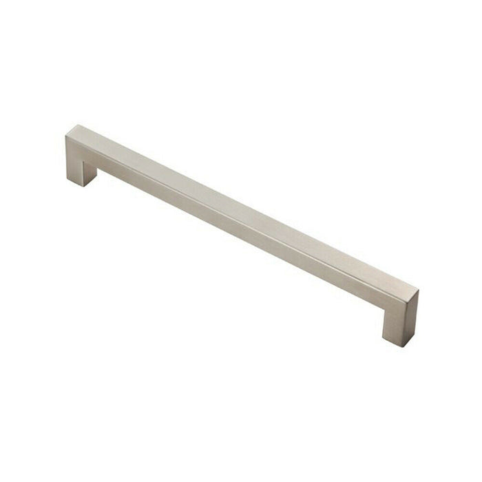 Square Linear Block Pull Handle 206 x 14mm 192mm Fixing Centres Satin Steel Loops