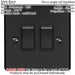 2 PACK 2 Gang Double Metal Light Switch MATT BLACK 2 Way 10A Black Trim Loops