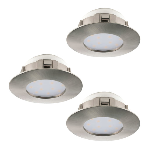 3 PACK Flush Ceiling Downlight Round Satin Nickel Plastic 6W Built in LED Loops