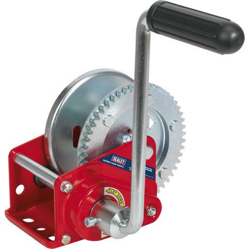 Geared Hand Winch with Automatic Brake - 540kg Capacity - Hardened Steel Gear Loops