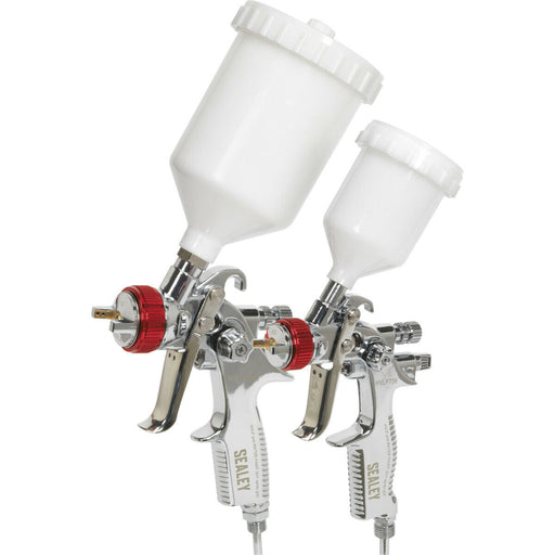 2 PACK - HVLP Gravity Fed Spray Gun / Airbrush Set - Top-Coat & Detail Touch Up Loops