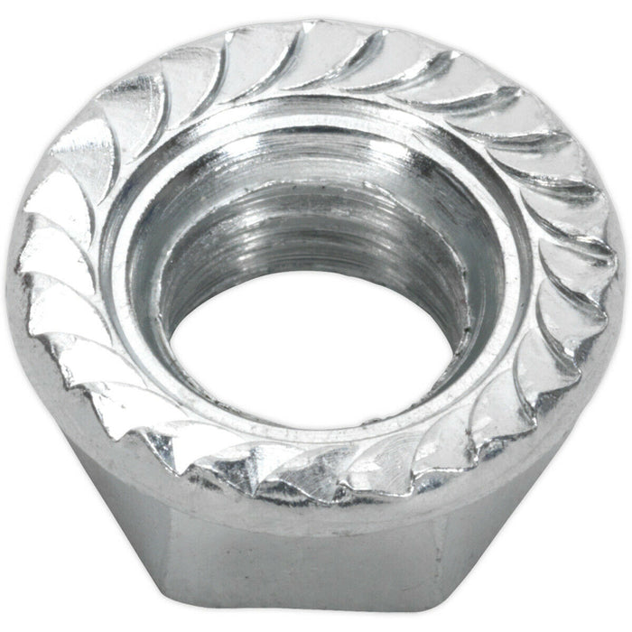 Pack of 100 Zinc Plated Serrated Flange Nut - 1.5mm Pitch - M10 - DIN 6923 Loops