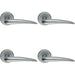 4x PAIR Straight Tapered Handle on Round Rose Concealed Fix Satin Chrome Loops