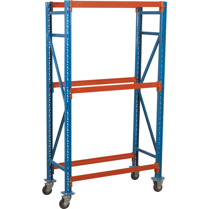 Two Level Mobile Tyre Rack - 200kg Per Level - Steel Construction - Wheeled Loops