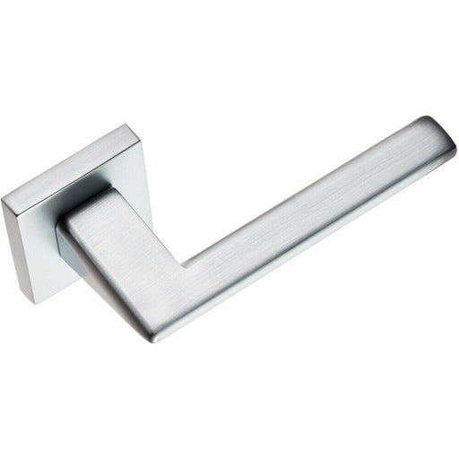 PAIR Modern Flat Bar Handle on Square Rose Concealed Fix Satin Chrome Loops