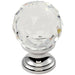 Faceted Crystal Cupboard Door Knob 35mm Dia Polished Chrome Cabinet Handle Loops