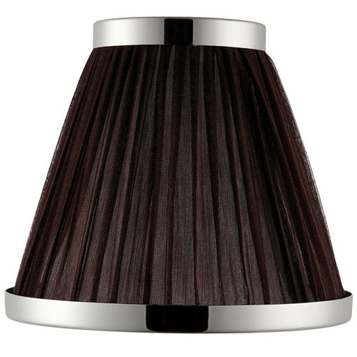 6" Luxury Round Tapered Lamp Shade Brown Pleated Organza Fabric & Bright Nickel Loops