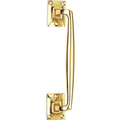 One Piece Door Pull Handle 250mm Length 54mm Projection Polished Brass Loops