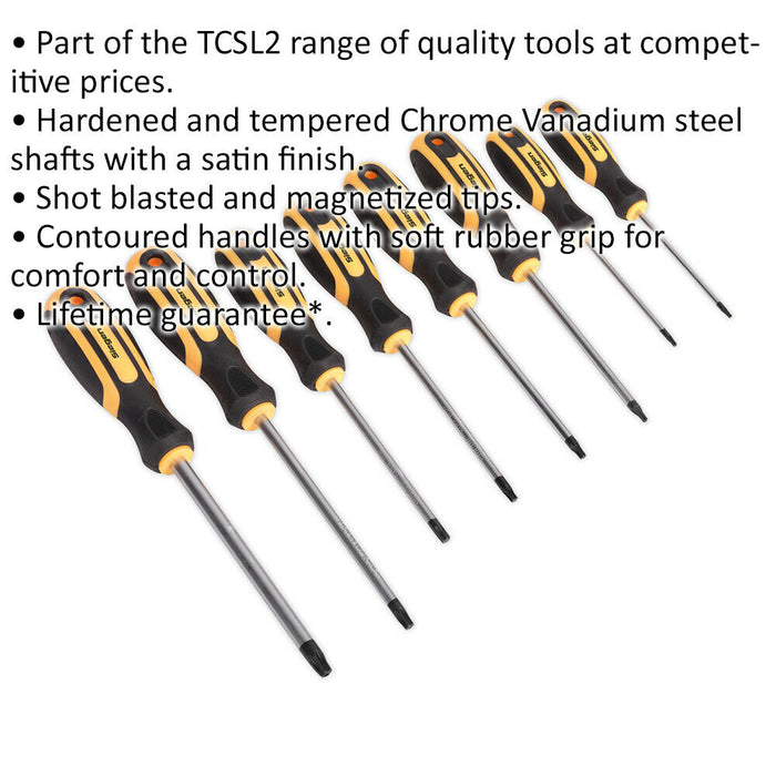 8 PACK TRX Star Screwdriver Set - Comfort Grip Handle - T8 to T40 Magnetic Tips Loops