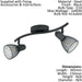 Twin Ceiling Spot Light & 2x Matching Wall Lights Black Mesh Adjustable Head Loops