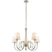 Luxury Hanging Ceiling Pendant Light Bright Nickel White Silk 5 Lamp Chandelier Loops