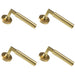 4x PAIR Straight Round Bar Handle on Round Rose Concealed Fix Satin Brass Loops