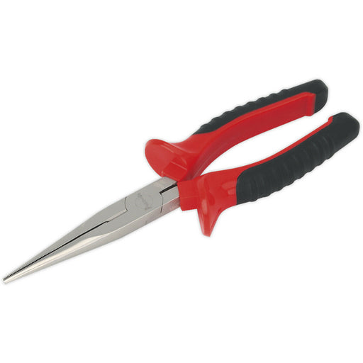 215mm Long Nose Pliers - Serrated Jaws - Drop Forged Steel - Hardened Cutters Loops