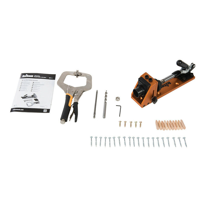 PREMIUM Pocket Hole Jig Set & Clamp Angled Drilling Kit 12mm to 38mm Boards Loops