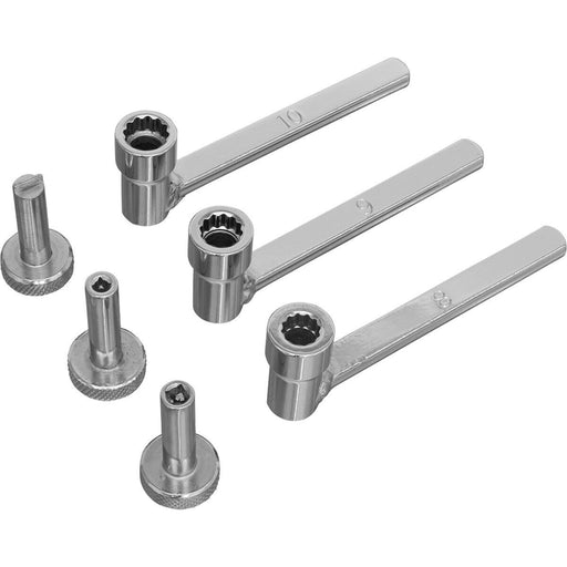 6 Piece Tappet Adjustment Tool Set - Three Interchangeable Wrenches & Shafts Loops