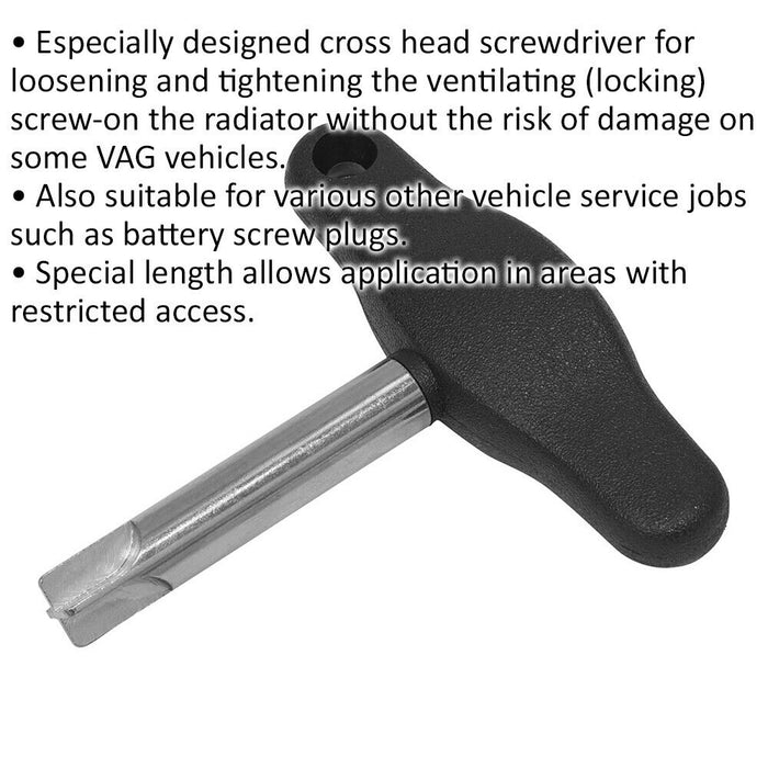 1.8mm T-Handle Vehicle Service Screwdriver - Radiator Ventilation Screw Tool Loops
