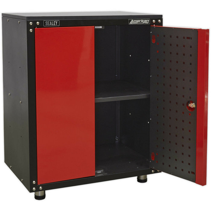 Modular 2 Door Cabinet with Worktop - 665 x 460 x 820mm - Locking Storage System Loops