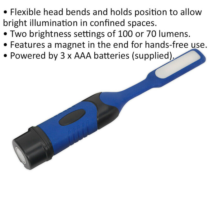 Magnetic Flexible Head Pocket Light - 6 SMD LED - 70 or 100 Lumens - Blue Loops