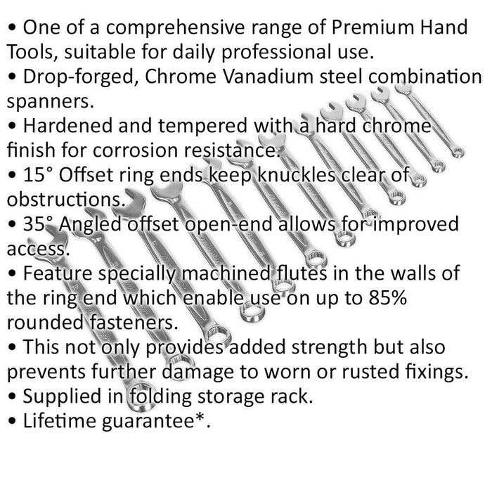 12pc OFFSET / ANGLED Combination Spanner Set - 6 Point Metric Socket Nut Ring Loops