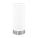 Table Lamp Colour Satin Nickel Shade Round White Satin Glass Bulb E27 1x60W Loops