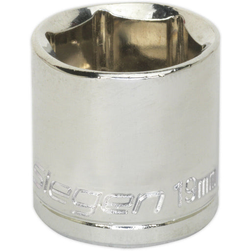 19mm Chrome Plated Drive Socket - 3/8" Square Drive - High Grade Carbon Steel Loops
