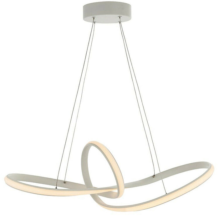 LED Ceiling Pendant Light 31W Warm White Matt White Infinity Loop Feature Lamp Loops