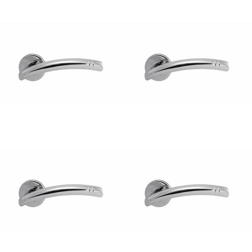 4x PAIR Arched Round Bar Lever with Ring Detailing Concealed Fix Polished Chrome Loops