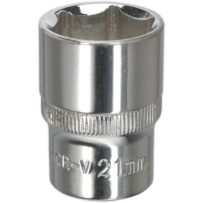 21mm Forged Steel Drive Socket - 1/2" Square Drive - Polished Chrome Vanadium Loops