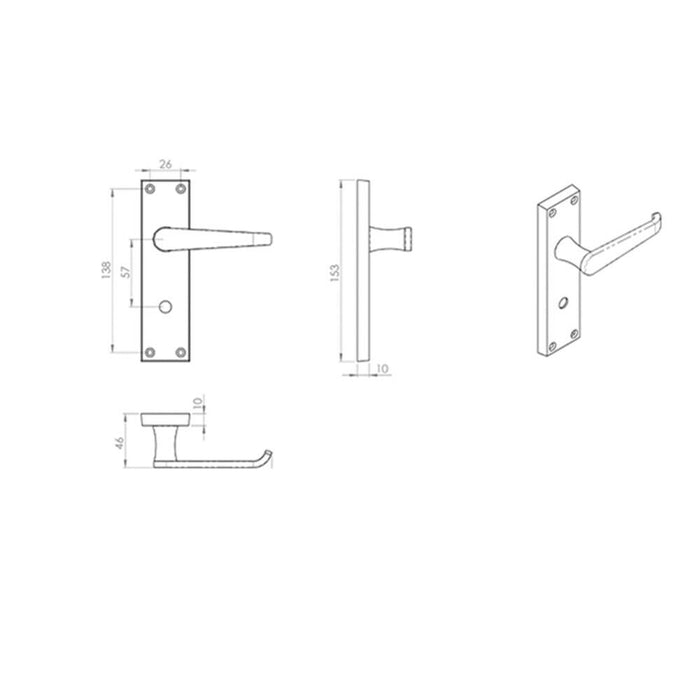Door Handle & Bathroom Lock Pack Brass Victorian Flat Thumb Turn Backplate Loops