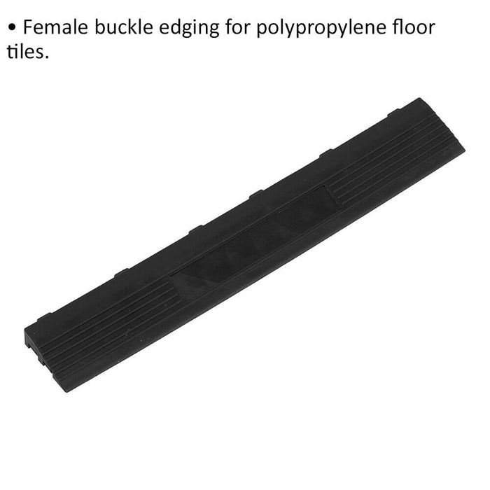 6 PACK Heavy Duty Floor Tile Edge - PP Plastic - 400 x 60mm - Female - Black Loops