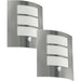 2 PACK IP44 Outdoor Wall Light & PIR Motion Sensor Stainless Steel 60W E27 Loops