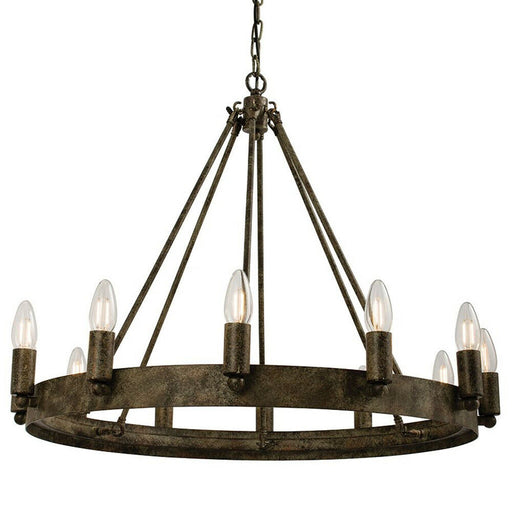 12 Light Ceiling Pendant Distressed Aged Metal Candle Ring Hanging Feature Lamp Loops